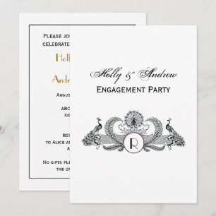 Vintage Peacocks Monogram Invitation