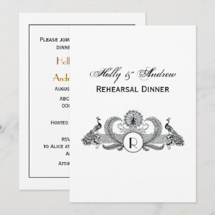 Vintage Peacocks Monogram Invitation