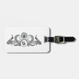 Vintage Peacocks Monogram Luggage Tag