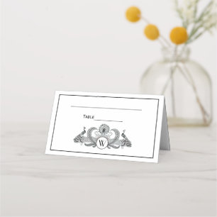 Vintage Peacocks Monogram Place Card