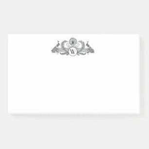 Vintage Peacocks Monogram Post-it Notes