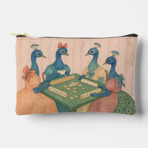 Vintage Peacocks Playing Mahjong Accessory Pouch