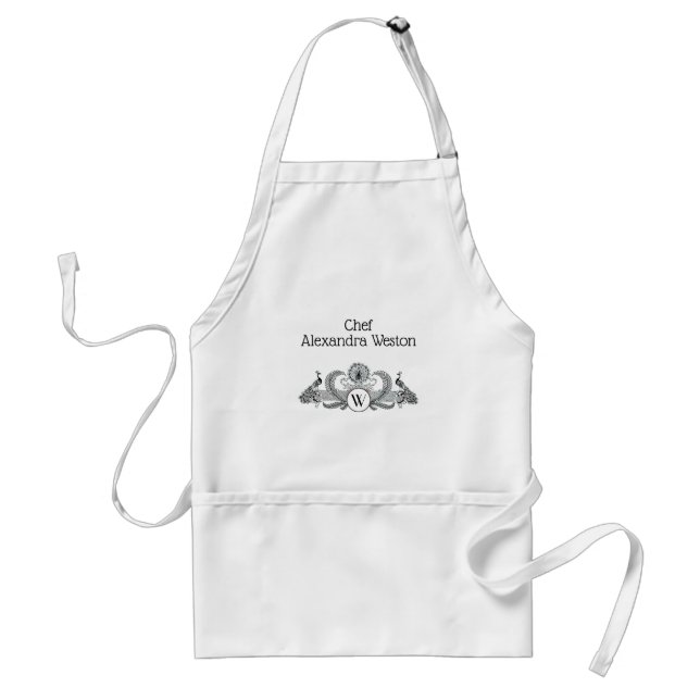 Vintage Peacocks with Monogram Standard Apron (Front)