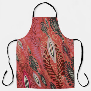 Vintage Peafowl Red Decorative Seamless Pattern Apron