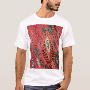 Vintage Peafowl Red Decorative Seamless Pattern T-Shirt