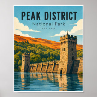 Vintage Peak District National Park Travel Poster