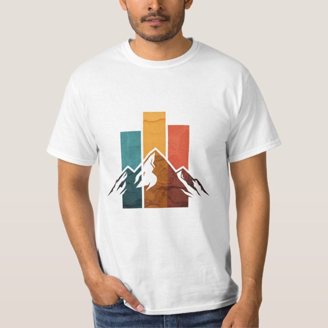 Vintage Peaks and Retro Mountainscape T-Shirt (Front)