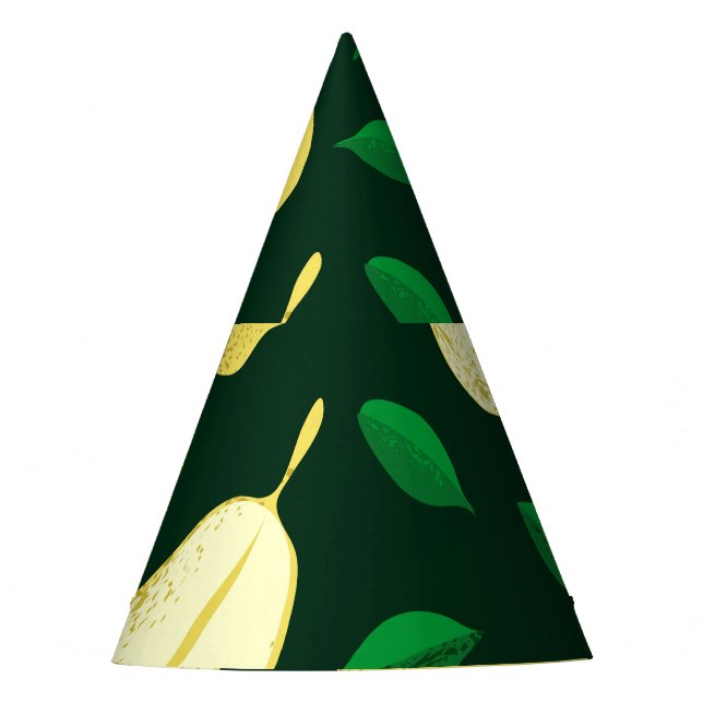 Vintage Pear Botanical: Light Green Party Hat (Front)