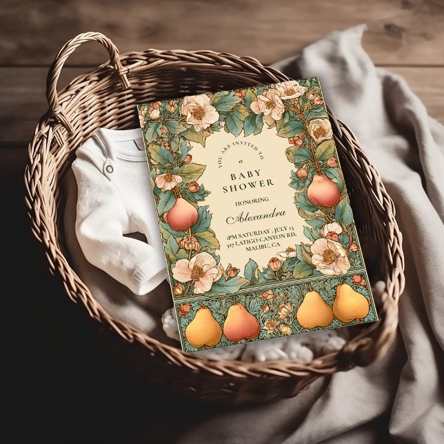 Vintage Pear Garden Botanical Baby Shower Invitation (Creator Uploaded)