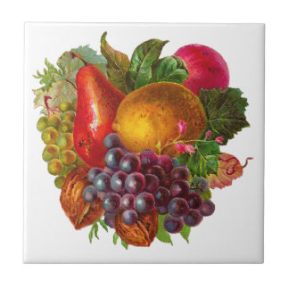 Vintage Pear, Grape, Lemon, Apple, and Walnuts Tile
