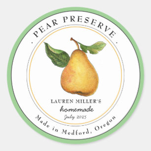 Vintage Pear Preserve Jam jar Canning label