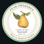 Vintage Pear Preserve Jam jar Canning label<br><div class="desc">Personalised hand painted watercolor vintage style Pear jam label on white background. Perfect for home canning and gift giving.  Fill your information on label and enjoy.</div>