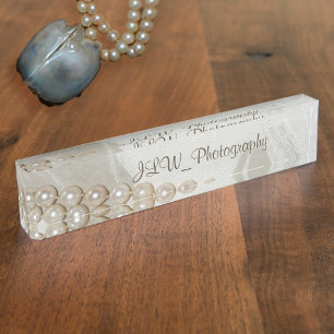 Vintage Pearls Elegant Acrylic Nameplate
