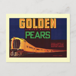 Vintage Pears Food Product Label Postcard