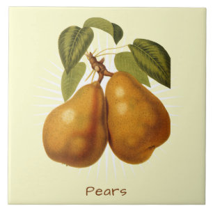 Vintage Pears Fruit Botanical Art Ceramic Tile