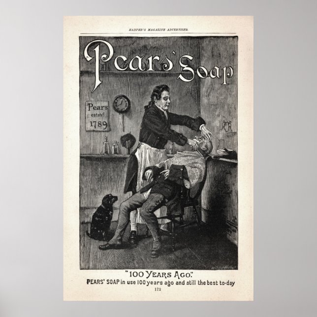Vintage Pear's Soap Ad from 1888 Poster (Front)