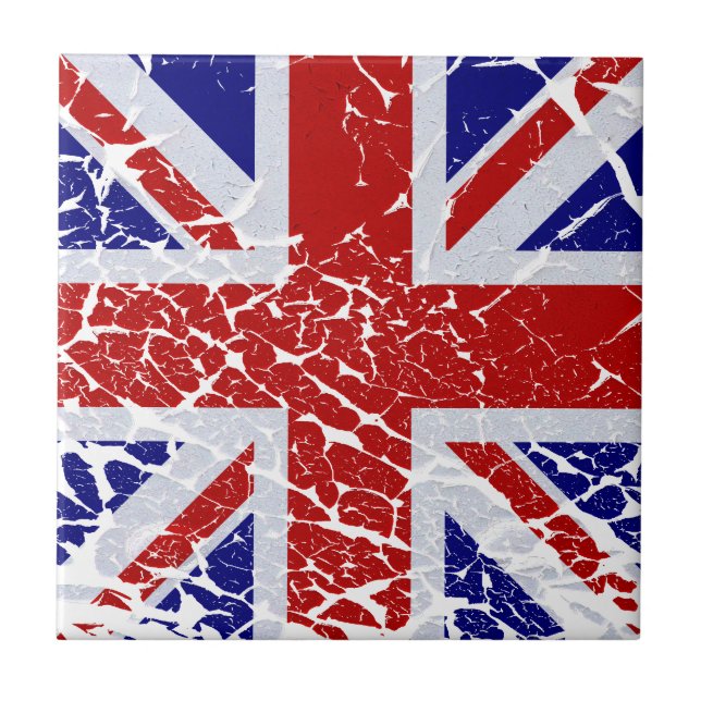 Vintage Peeling Paint Union Jack Flag Tile (Front)