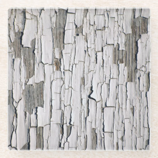 Vintage Peeling Paint: White Wall Aesthetics Glass Coaster