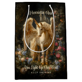 Vintage Pegasus Fantasy Forest Unicorn Whimsical Medium Gift Bag