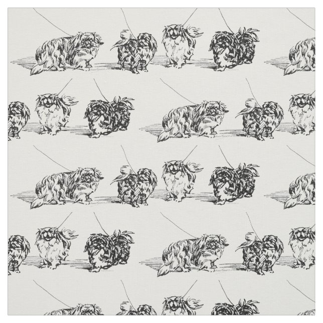 Vintage Pekingese Sketch Fabric (Swatch)