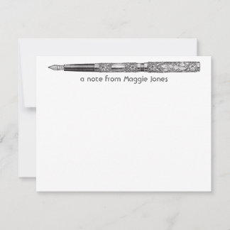 Vintage Pen Personalised Note Card