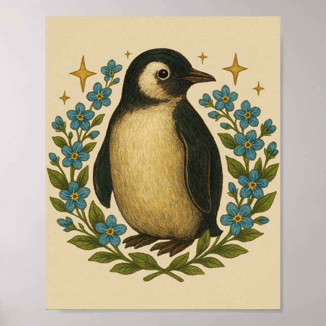 Vintage Penguin Lovers Art                         Poster (Front)