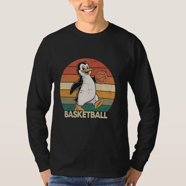 Vintage Penguin Playing Basketball Penguin lovers  T-Shirt (Front)