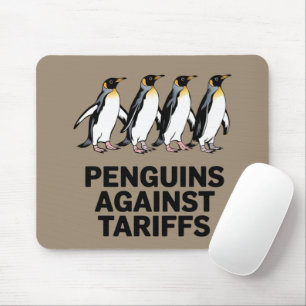 Vintage Penguins Protest Against Tariffs Funny  Mouse Pad