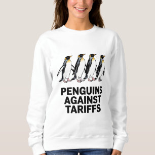 Vintage Penguins Protest Against Tariffs Funny Sweatshirt