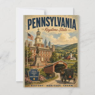 Vintage Pennsylvania Keystone State Nostalgic Trav Card