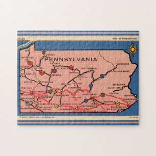 Vintage Pennsylvania Map 11x14 Jigsaw Puzzle