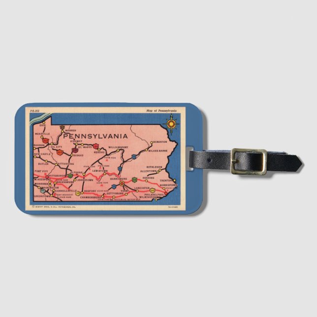 Vintage Pennsylvania Map  Luggage Tag (Front Horizontal)
