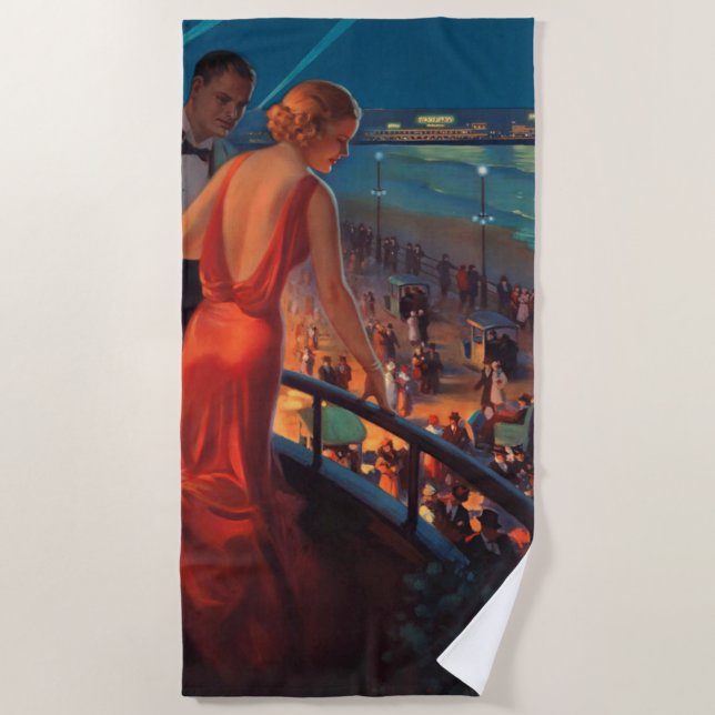 VINTAGE PENNSYLVANIA RAILROAD TRAVEL BEACH TOWEL (Front)