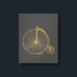 Vintage Penny Farthing Bike Black Gold Glitter  Canvas Print<br><div class="desc">This stylish canvas features a vintage old fashioned penny farthing bicycle in faux gold glitter on a charcoal grey background.</div>