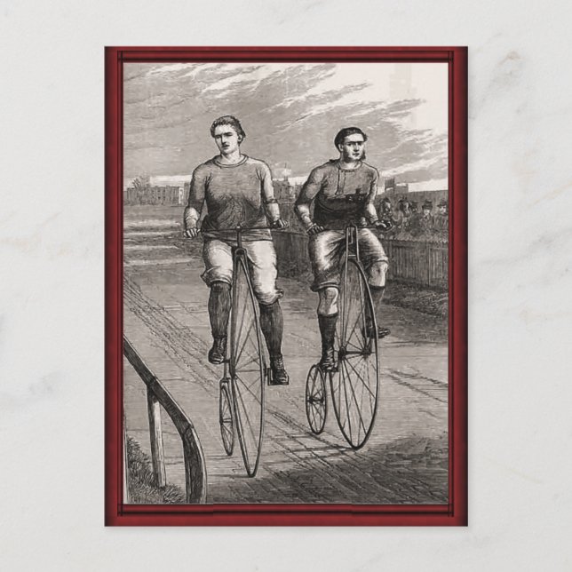 Vintage pennyfarthing race postcard (Front)