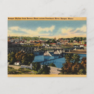Vintage Penobscot River, Bangor, Maine Postcard