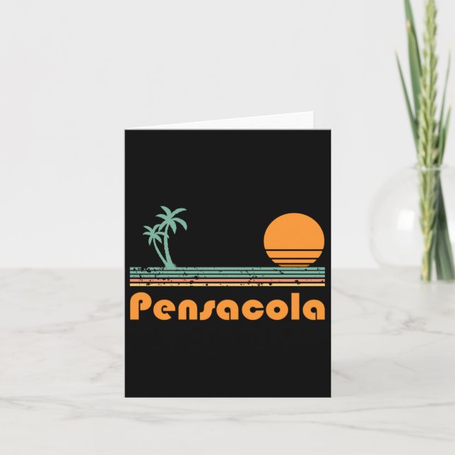 Vintage Pensacola Beach Sunset Long Sleeve  Card (Front)