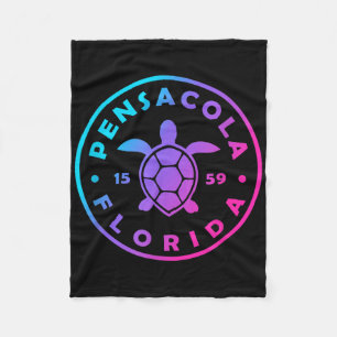 Vintage Pensacola Florida Sea Turtle Tie Dye Beach Fleece Blanket
