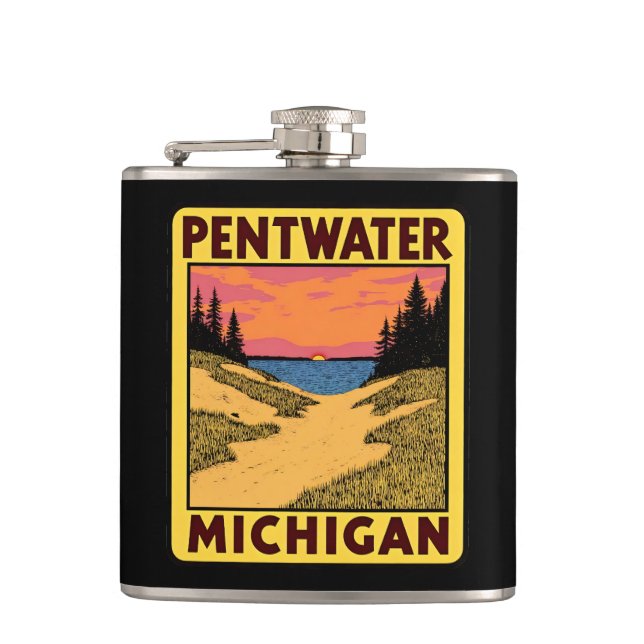 Vintage Pentwater Michigan Flask (Front)