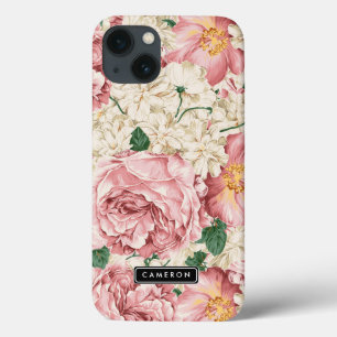 Vintage Peonies and Hydrangeas Pattern iPhone 13 Case