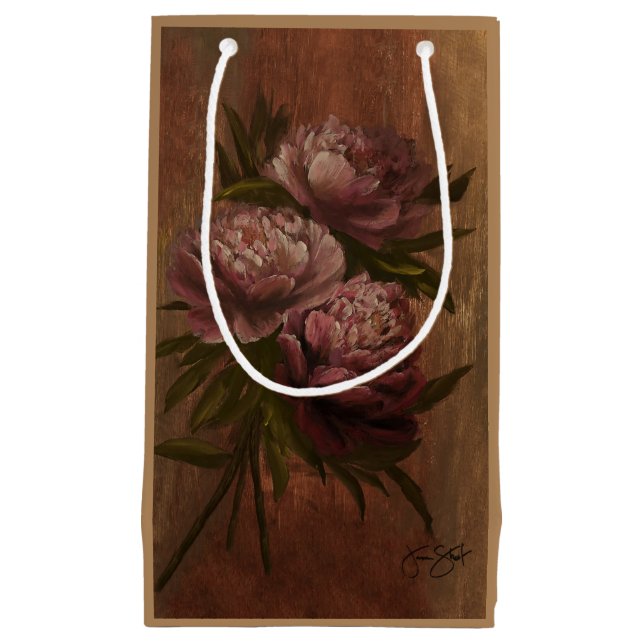 Vintage Peonies Small Gift Bag (Front)