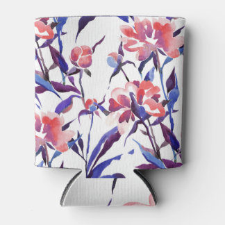 Vintage peonies: watercolor seamless pattern. can cooler