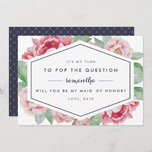 Vintage Peony Be My Maid of Honour Card