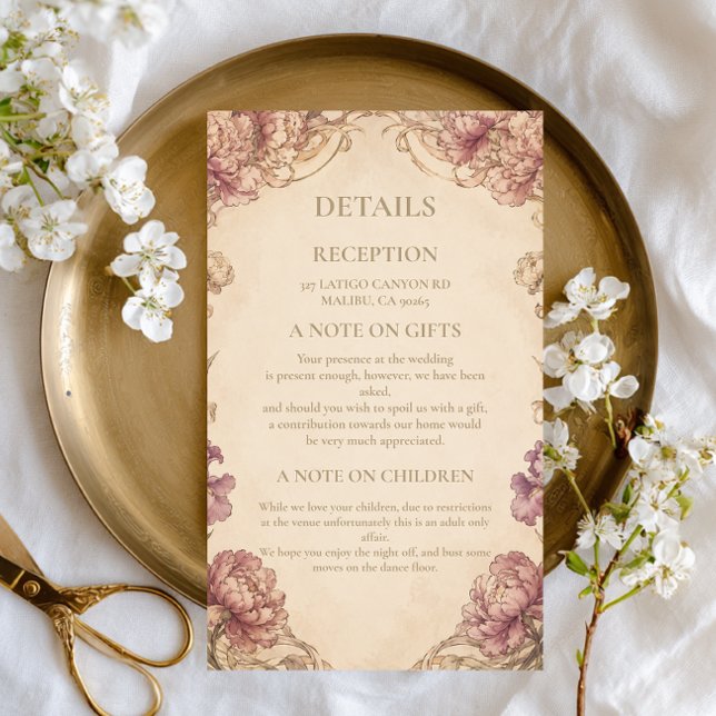 Vintage Peony Botanical Enclosure Card (Creator Uploaded)