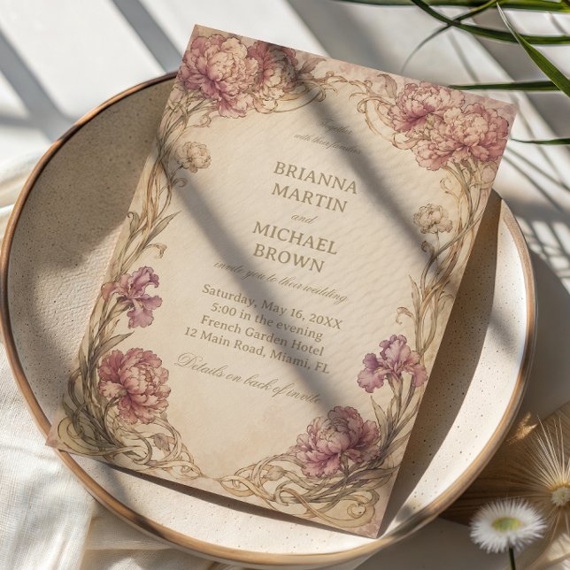 Vintage Peony Botanical Invitation (Creator Uploaded)