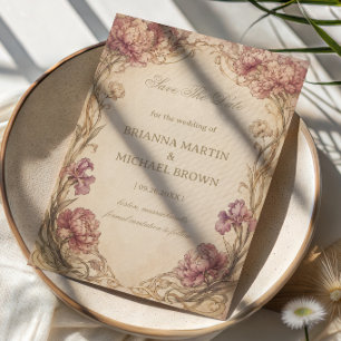 Vintage Peony Botanical Save The Date