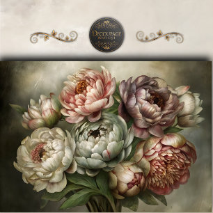 Vintage Peony Bouquet Floral Decoupage Tissue Paper