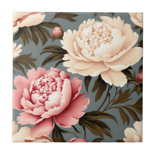 Vintage Peony Elegant Pattern Tile