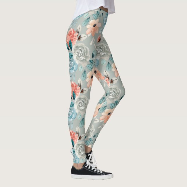 vintage peony floral leggings (Right)