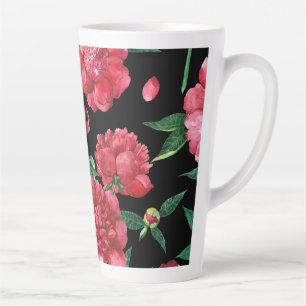 Vintage Peony Floral Pattern Latte Mug